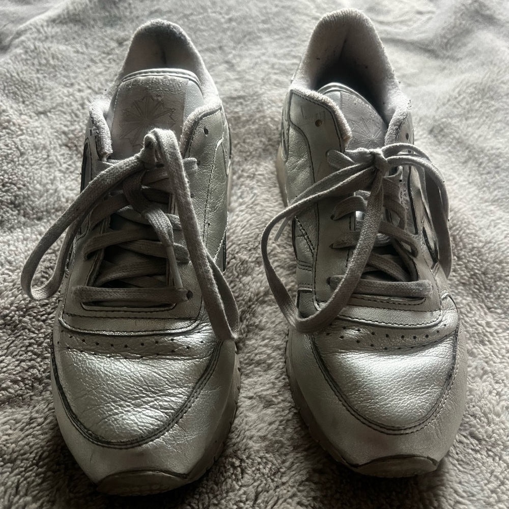 Reebok Silver Metallic Athletic Sneakers